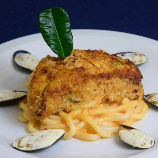 Crab Crusted Cod with Spicy Udon Noodles 🦀