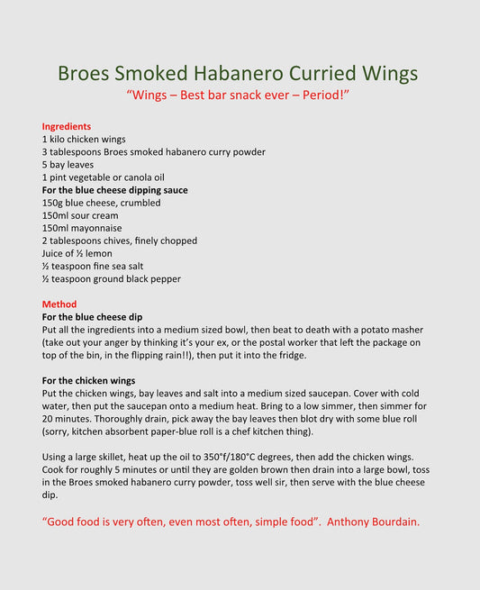 Spiced Chicken Wings with Broes Smoked Habanero Curry Powder